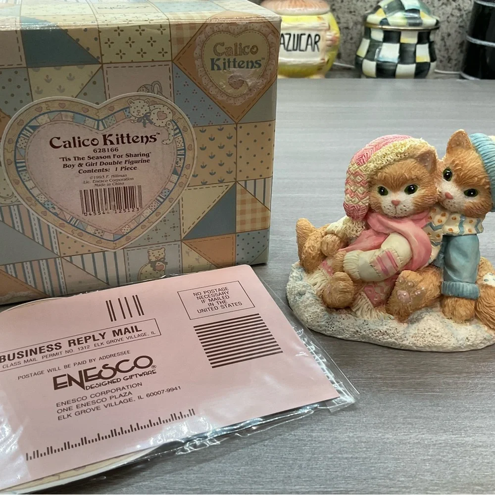 NIB ENESCO CALICO‎ KITTENS TIS THE SEASON FOR SHARING 628166